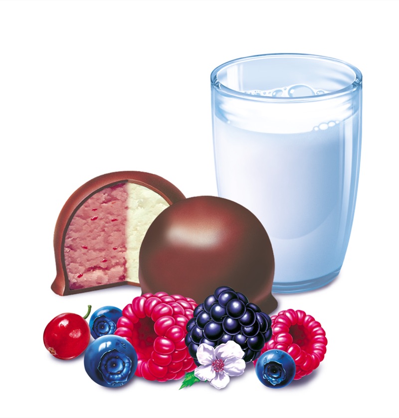 Halloren Waldfrucht — Illustration von Walter Pepperle, Frankfurt am Main