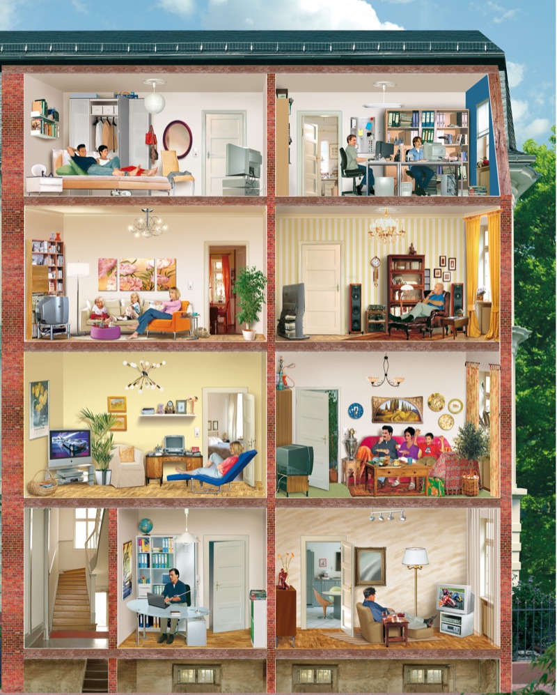 Haus Innen Neu — Illustration von Walter Pepperle, Frankfurt am Main