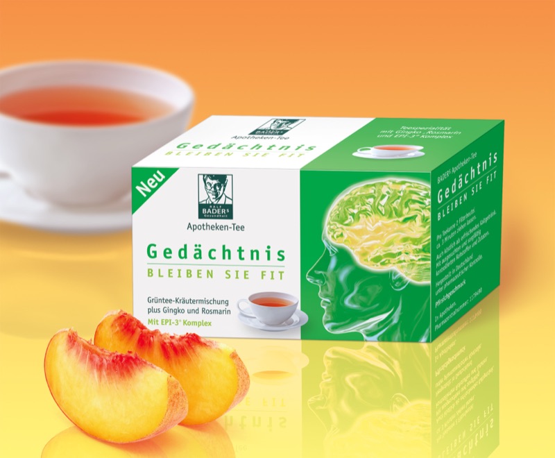 Gedächtnistee — Packungsdesign von Walter Pepperle, Frankfurt am Main